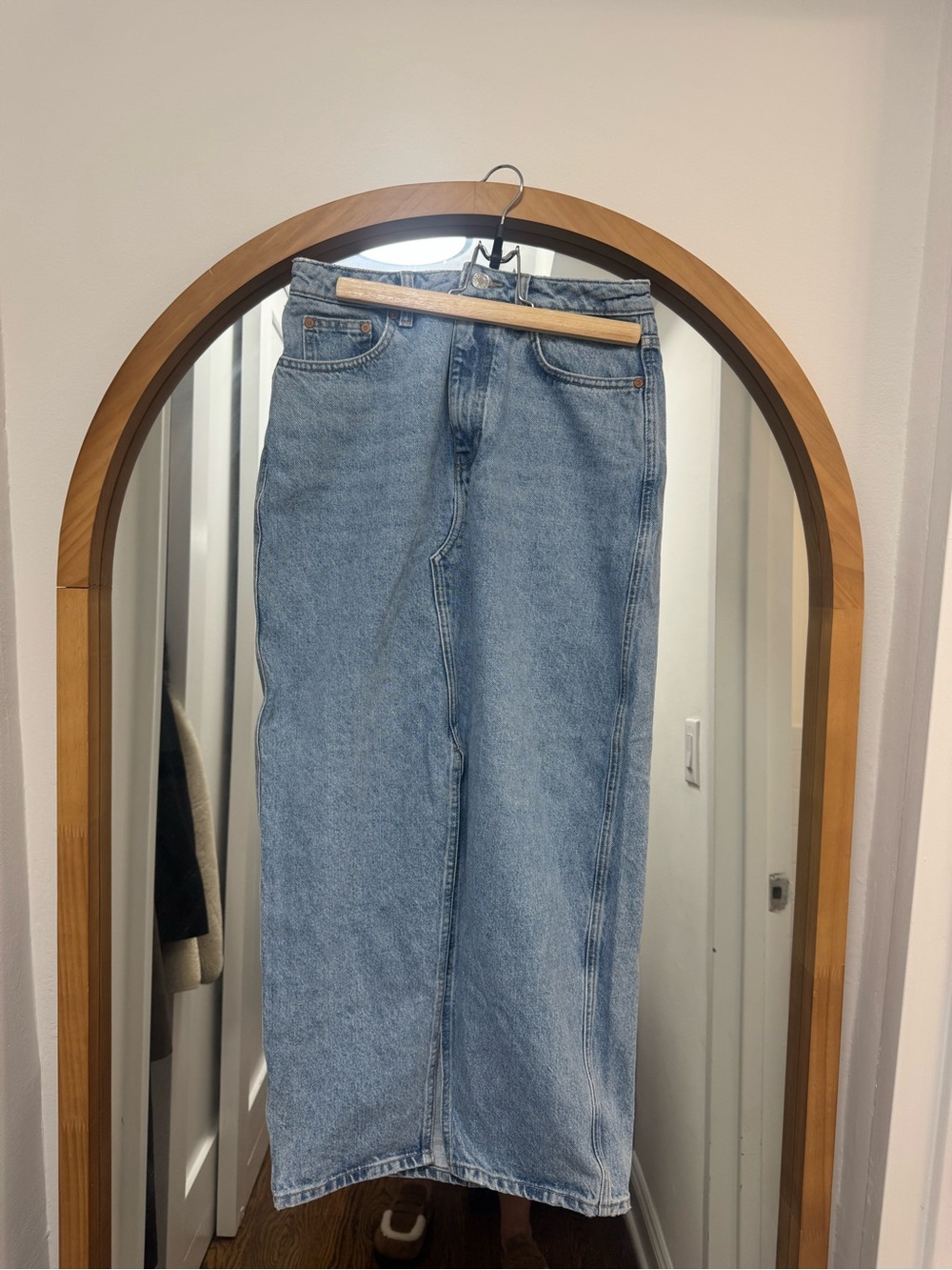 Mango Light Blue Denim Maxi Skirt
